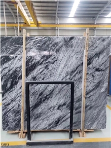 China Lafy Grey Marble Slab Tiles Book Matched