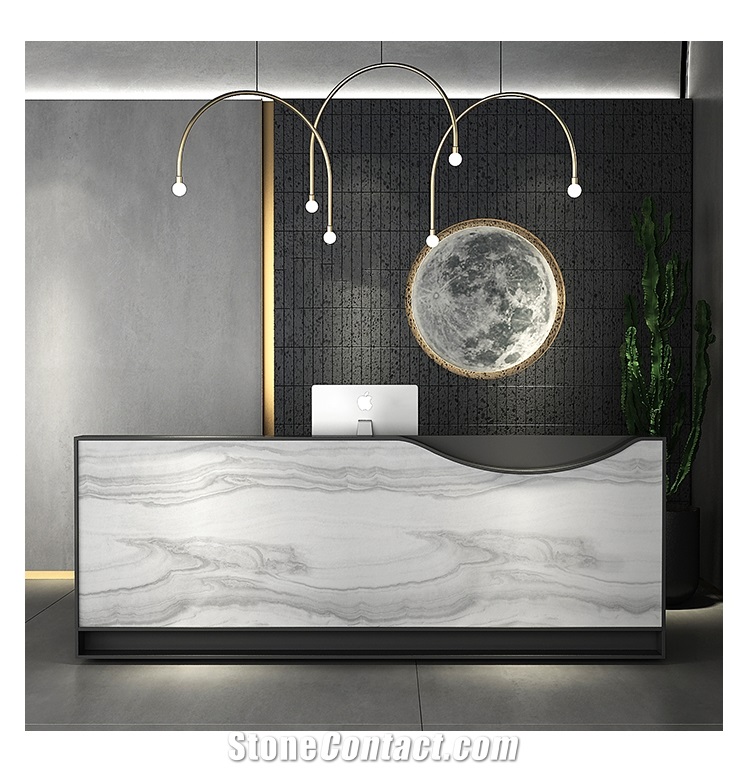 Commercial Imitation Marble Counter Reception Desk