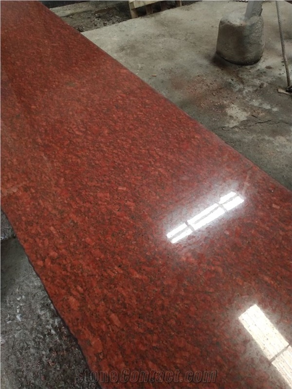 Dyed Red Granite Slab with Red Thick Flower