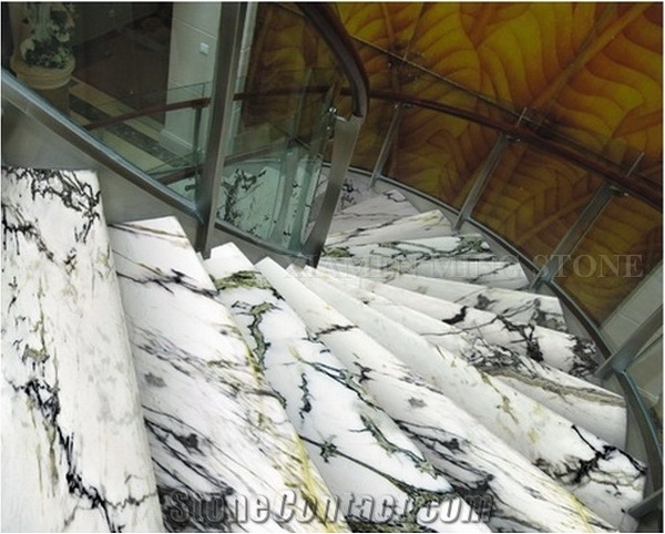 Fantasy Green Marble for Stairs, Marble Spiral Staircase