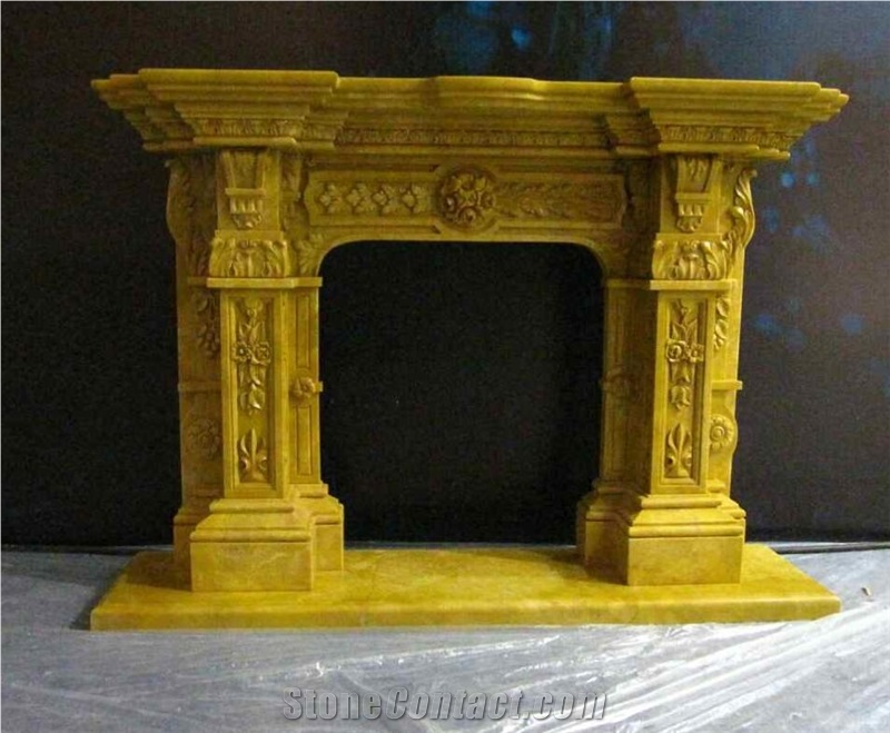 Golden Marble Top Quality Indoor Fireplace