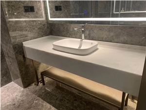 High Quality Rhino White Marble Bathroom Vanity
