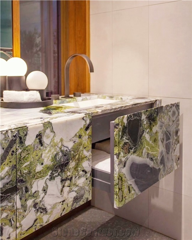Ice Green White Beauty Marble Bathroom Countertop