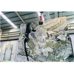 Ice Green White Marble Stone Slabs for Tv Walling