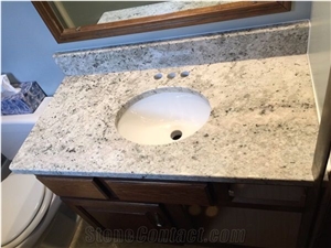 India Colonia White Granite Bathroom Countertop, Vanity Top