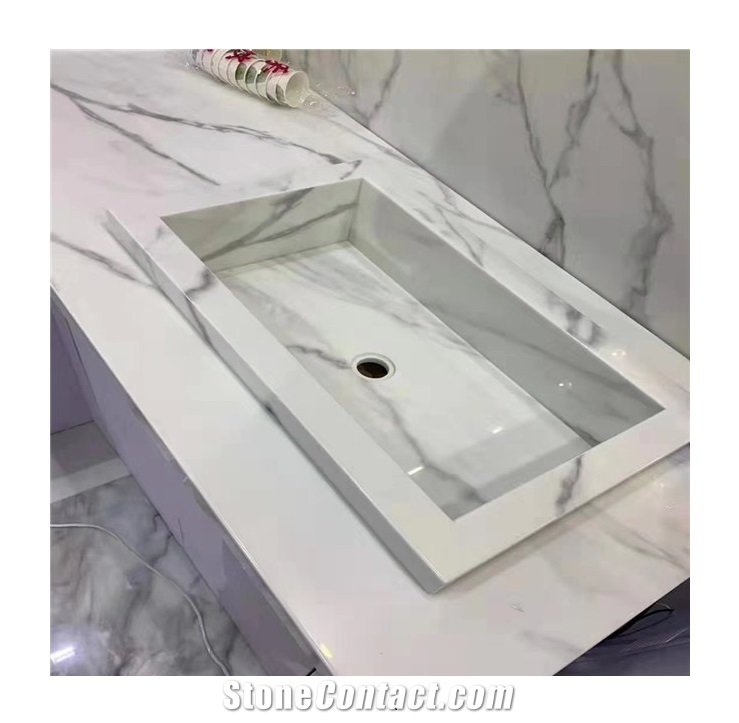 Jazz White Single Basin Bathroom Vanity Top Sink