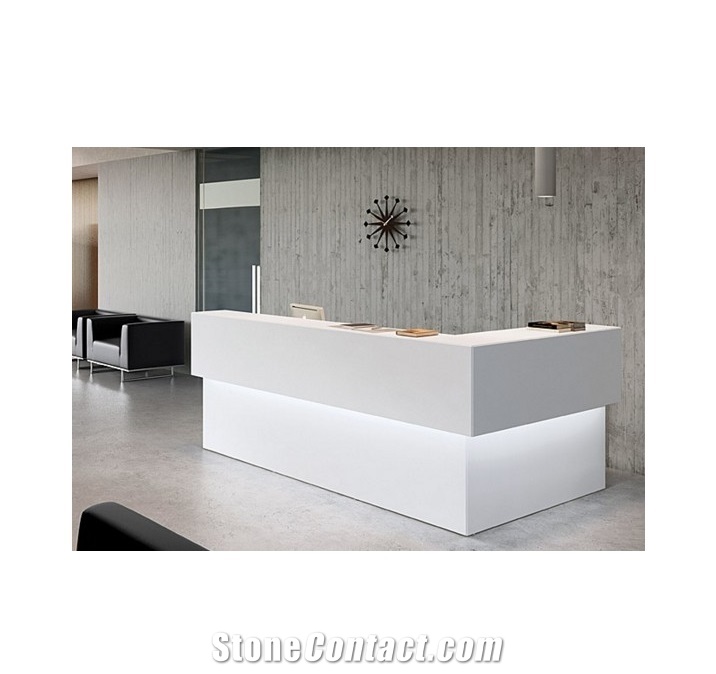 Led Light Artificial Stone Reception Desk