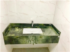 Light Green Marble Bathroom Vanity Tops