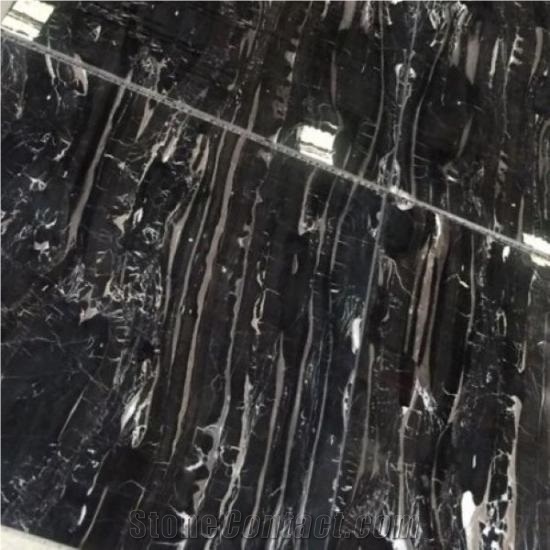 Lightweight Honeycomb-Backed Stone Silver Black Marble Wall Panels