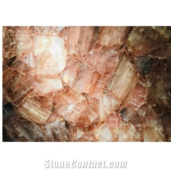 Luxurious Orange Quartz Pink Semiprecious Stone