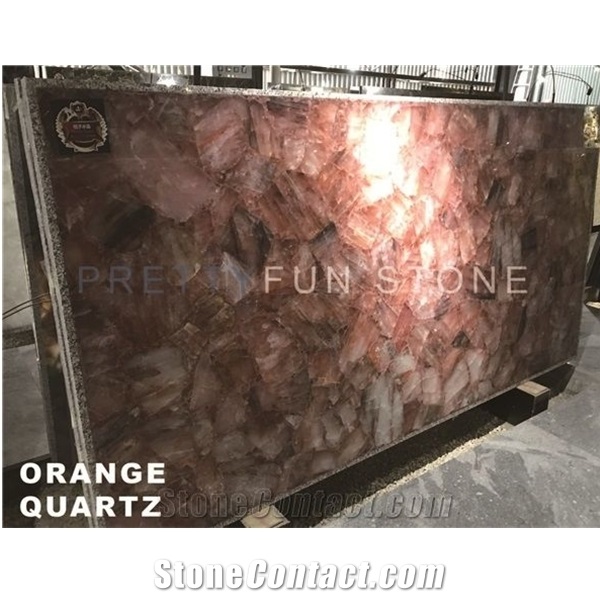 Orange Quartz Pink Semiprecious Stone Slabs Tiles