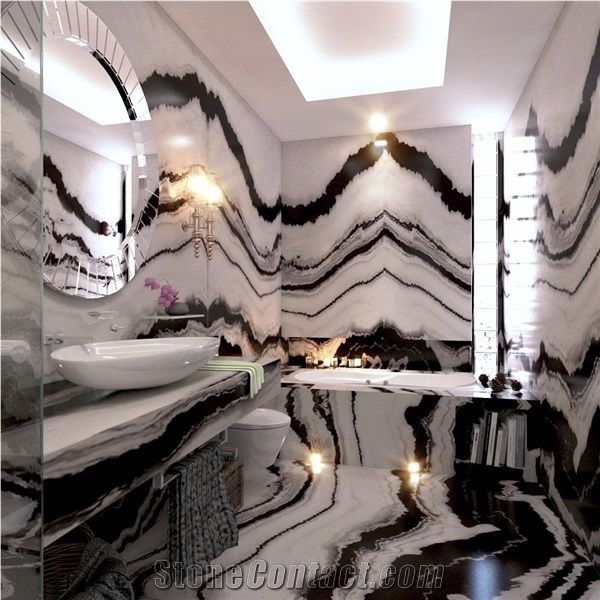 Panda White Marble,Book Matched Marble Tile