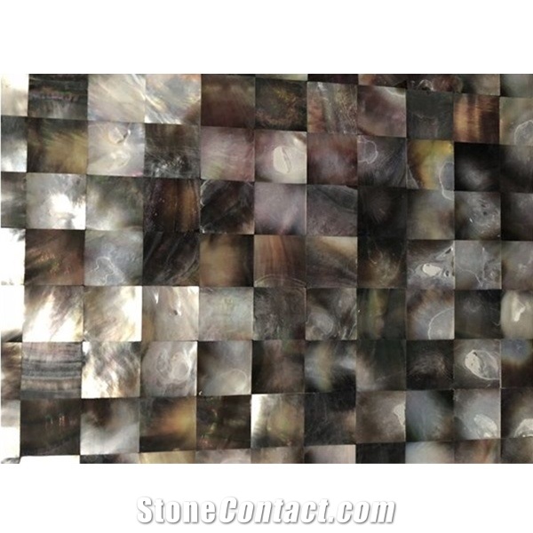 Popular Black Mother Of Pearl Gem Stone Slabs Tile