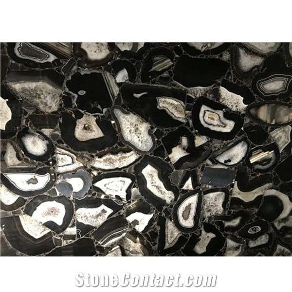 Premium Black Agate Semiprecious Gemstone Slabs