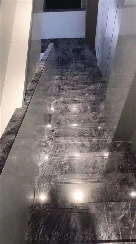 Romantic Grey Marble Steps Stair Riser