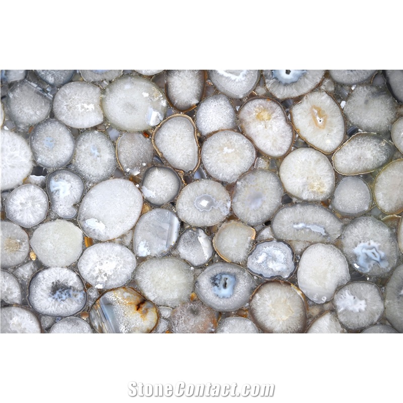 White Agate Semiprecious Stone
