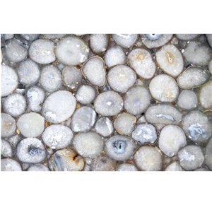 White Agate Semiprecious Stone Slabs Tile for Home