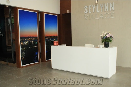 White Modern Solid Surface Reception Counter