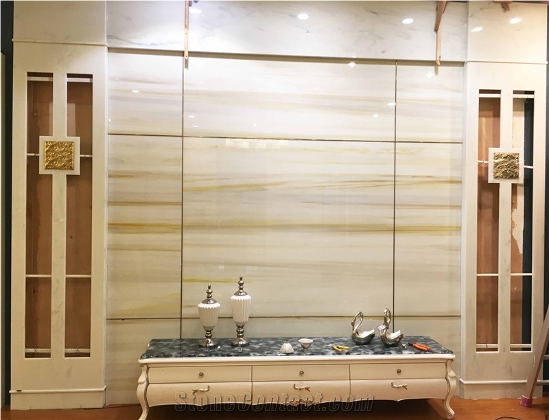 Yellow Wooden Nano Glass Stone Furniture Tops, Wall Panels