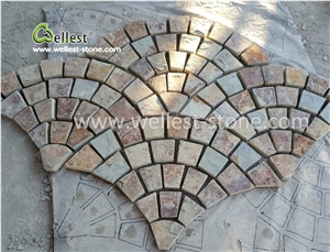 Rustic Brown Multi Color Slate Meshed Paving Stone