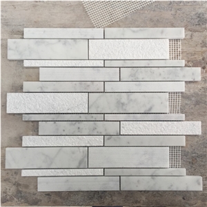 Bianco Carrara White,Cremo Delicato Marble Stone Mosaic