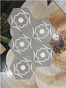 China White Cinderella Grey Hexagon Marble Mosaic Tile