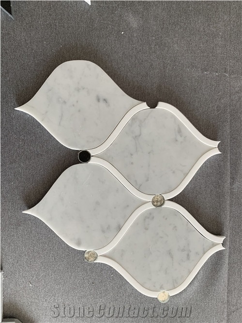 Italy Bianco Carrara Marble Waterjet Marble Mosaic Tile