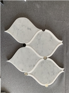 Italy Bianco Carrara Marble Waterjet Marble Mosaic Tile
