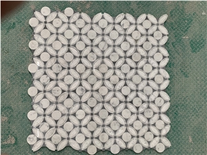 Italy Metal Carrara White Marble Mosaic Tile