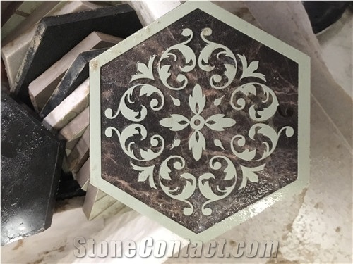 Spain Dark Emperador Hexagon Waterjet Marble Tile