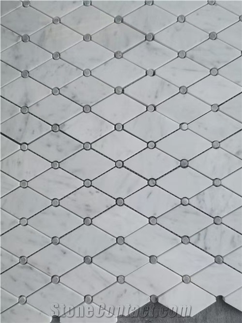 Turkey Italy Bianco Carrara Affumicato Marble Mosaic Tile