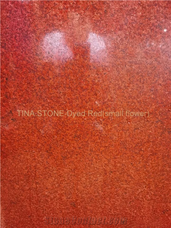 Dyed Red Small Flower Granite Slabs Tiles