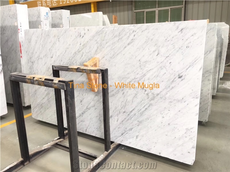 White Mugla Marble Tiles Slabs Building Covering