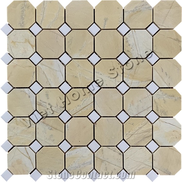 Vietnam Yellow Marble Octagon Marble Mosaic Tiles