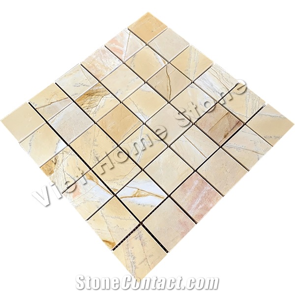 Vietnam Yellow Square Marble Mosaic