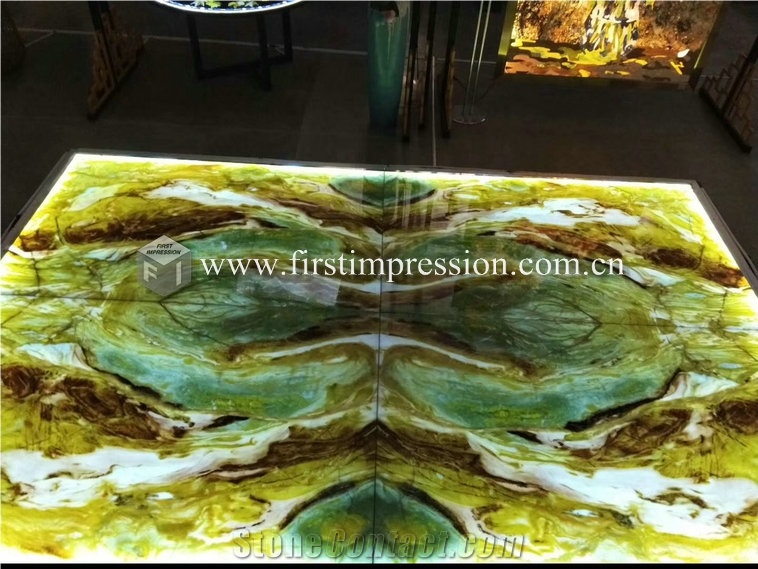 Backlit Dreaming Green Marble Slabs,Tiles for Wall