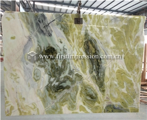 Backlit Dreaming Green Marble Slabs,Tiles for Wall