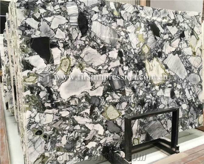 Beauty White Green Mable,Ice Connect Marble Slabs