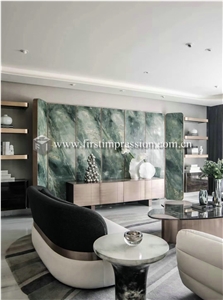China Dreaming Peacock Green Marble Slabs for Wall