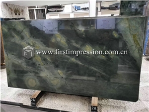 China Dreaming Peacock Green Marble Slabs for Wall