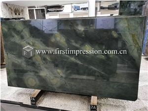 China Dreaming Peacock Green Marble Slabs,Tiles