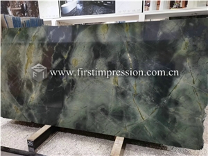 China Luxury Dreaming Peacock Green Marble Slabs
