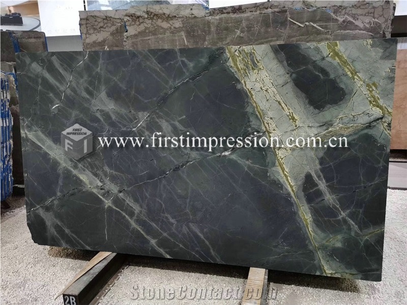 China Luxury Dreaming Peacock Green Marble Slabs