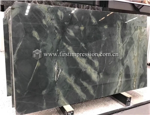 China Popular Dreaming Peacock Green Marble Slabs