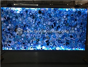 Colorful Gemstone Semiprecious Blue Agate Slabs