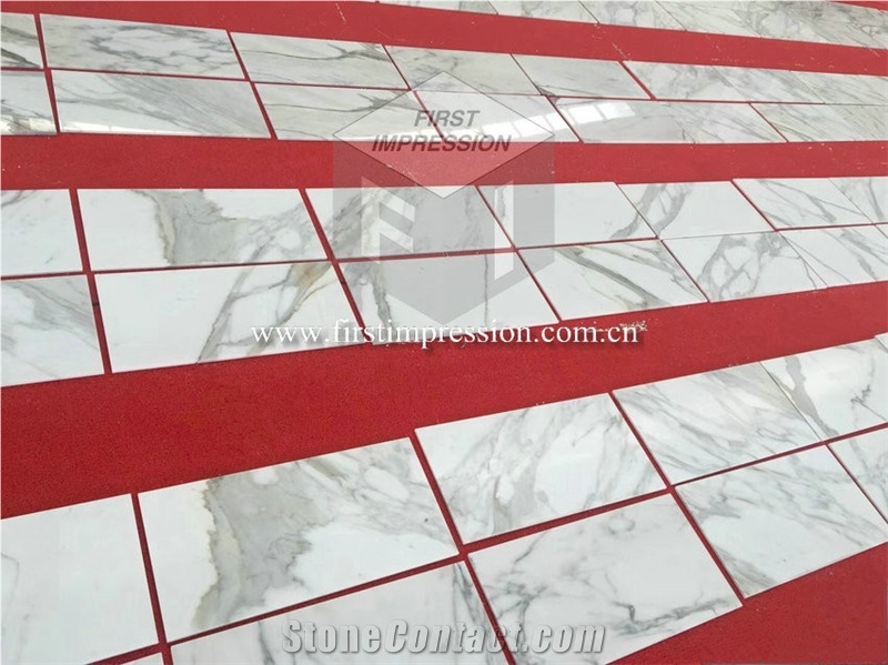 High Quality White Marble Calacatta Gold Tiles