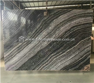 Hot Ancient Black Wooden,Silver Wave Marble Slabs