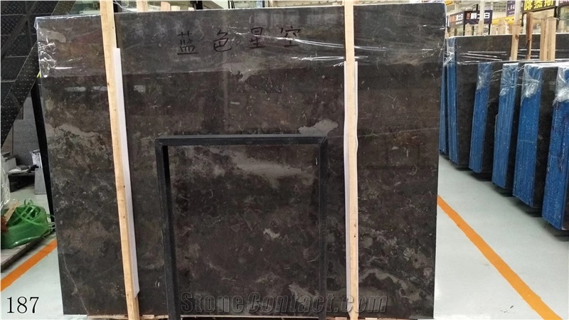 Blue Sky Marble Slabs Black and Grey Stone Tiles