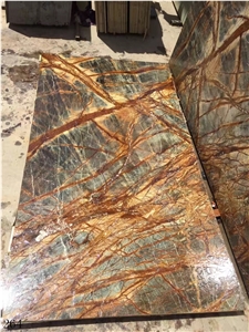 India Rain Forest Golden Green Marble Slabs