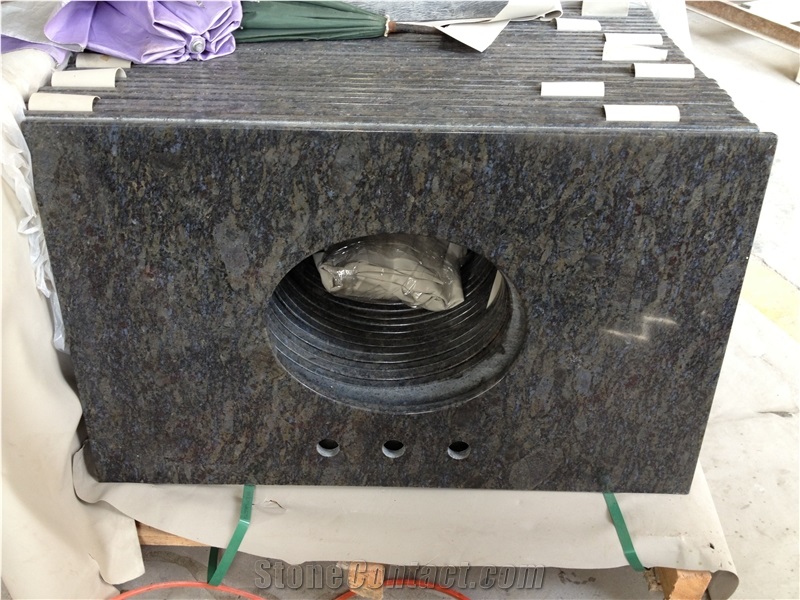 Butterfly Blue Granite Vanity Top with Flat Edge